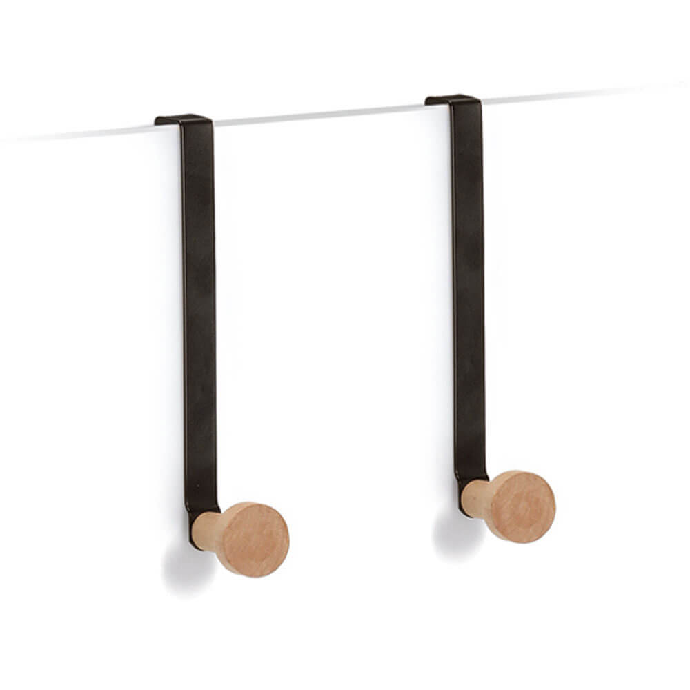 Set 2 cuiere pentru ușă, metal/lemn, negru