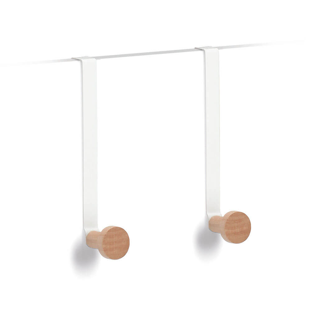 Set 2 cuiere pentru ușă, metal/lemn, alb)