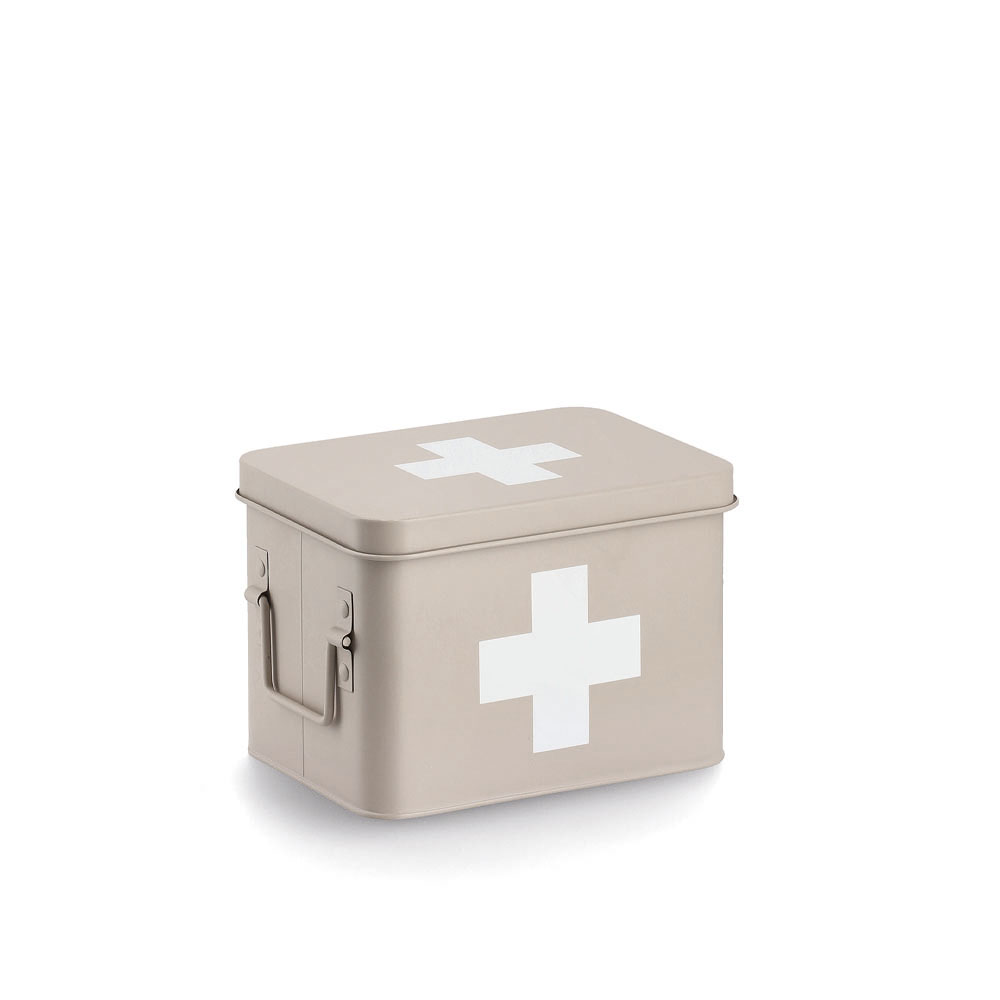 Cutie de medicamente, S, metal, bej