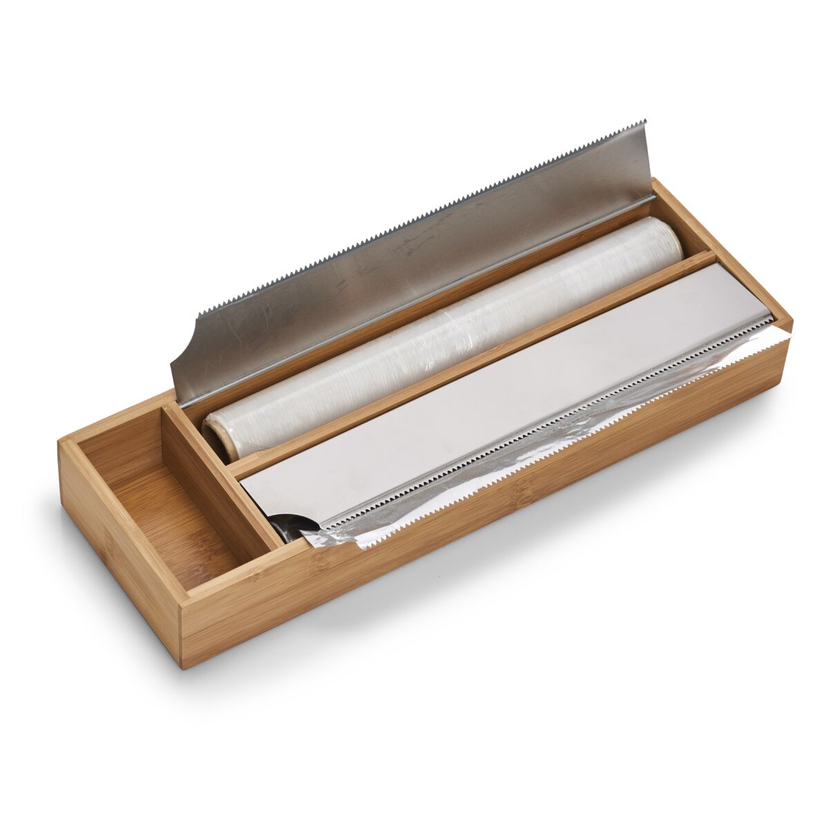 Cutie pentru folie și tăiere, bambus/oțel inox