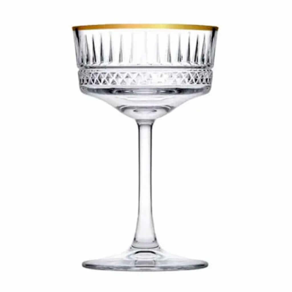 Set 4 pahare de cocktail cu margine aurie, 260ml, Elysia Golden