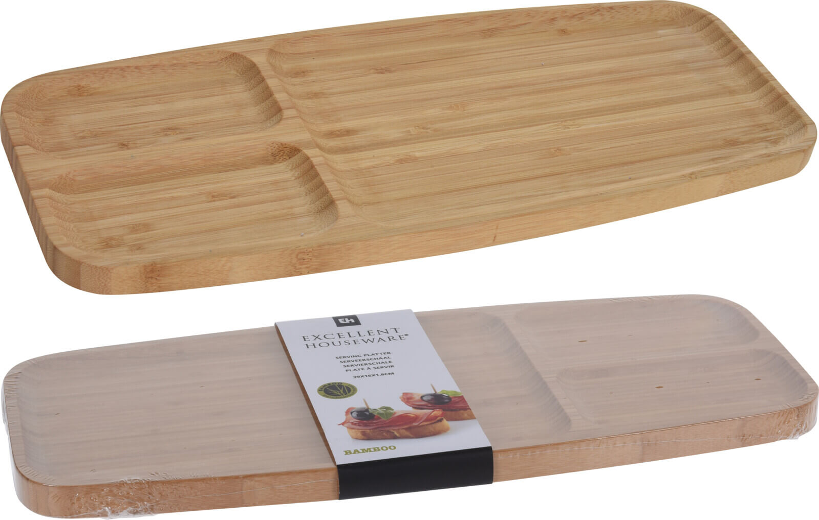 Tava servire 3 sectiuni 39x16x1.8cm, bambus