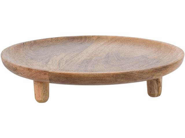 Tava de servire, D30x5cm, picioruse din lemn, mango
