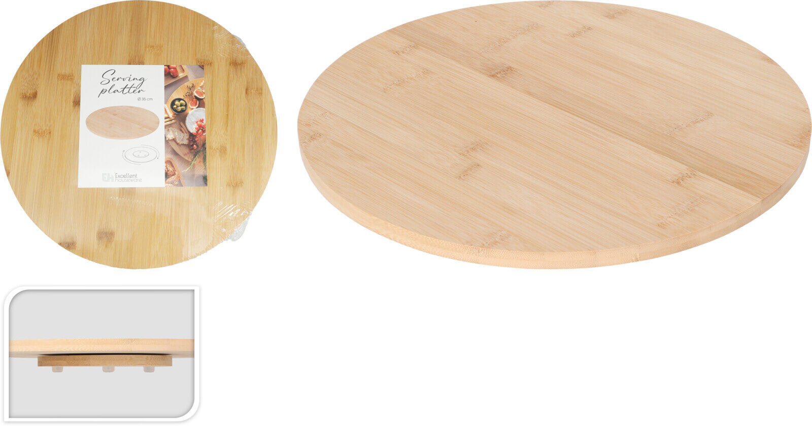 Tava rotativa de servire D35cm, bambus