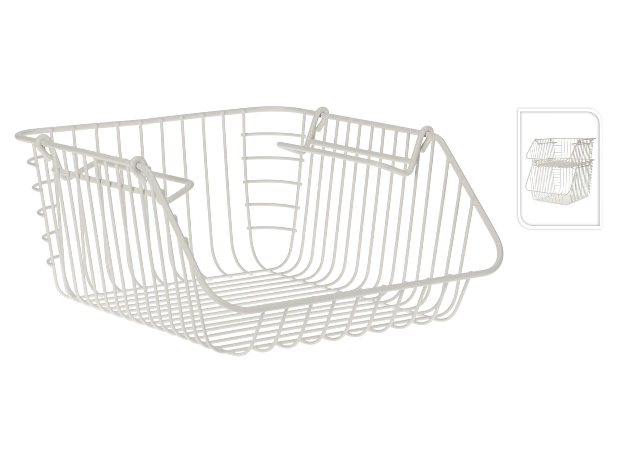 Coș depozitare stivuibil, metal, alb 30x27x14cm