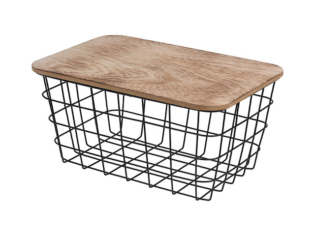 Cos metalic cu capac din mdf 31x22x16cm