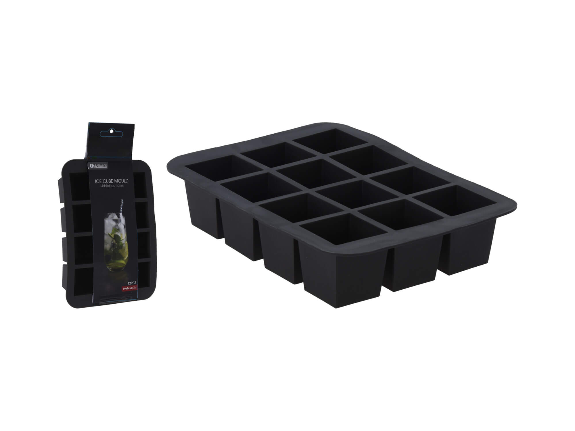 Forma pentru gheata12cuburi, 19x14x4cm, neagra