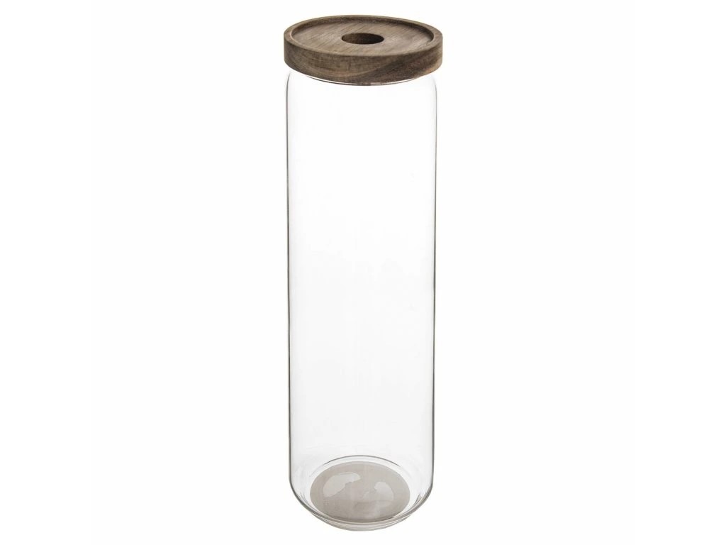 Borcan din sticla cu capac salcam, 1.5l, 31cm, EH